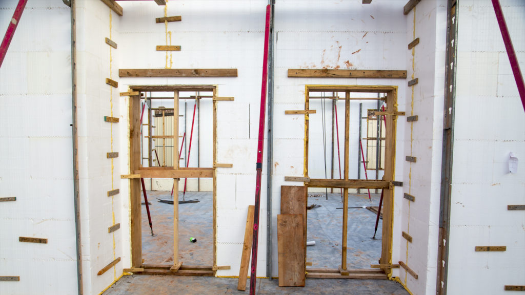 Two side by side door openings with adequate bracing, bucking, and strapping