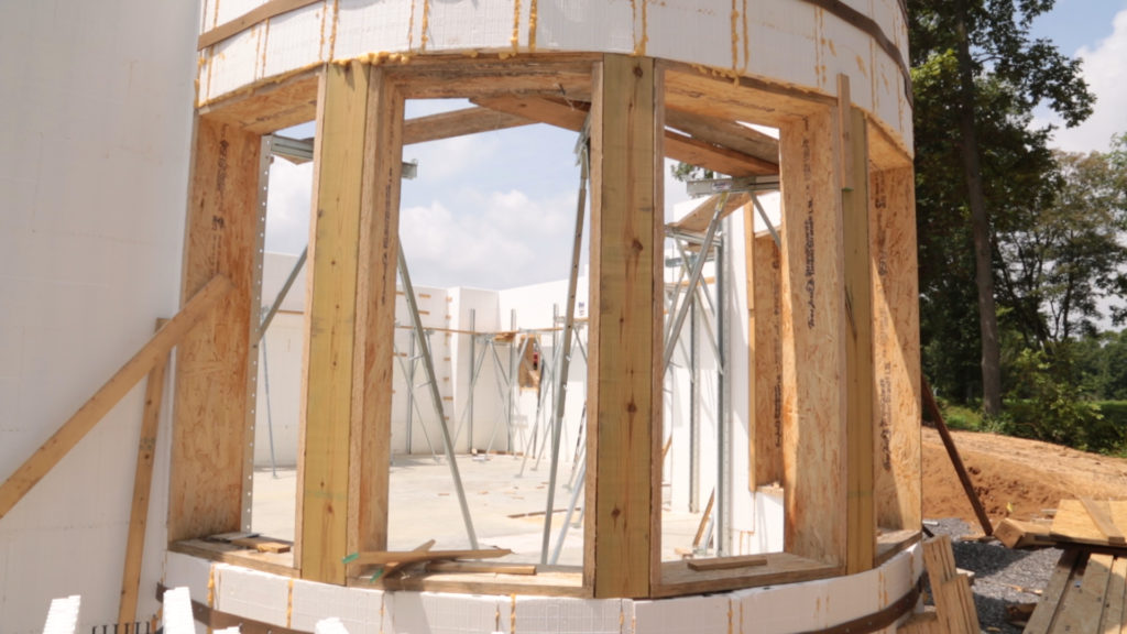 ICF window opening with wood bucking