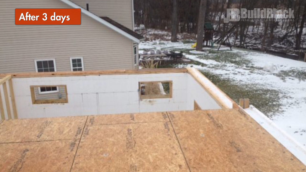 Install the top plate and flooring systems 3 days after the wall is poured