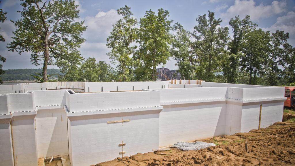 Unpoured ICF project utilizing brick ledge forms