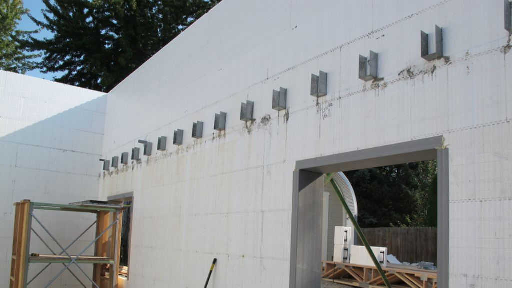 Joist hangers in an ICF wall