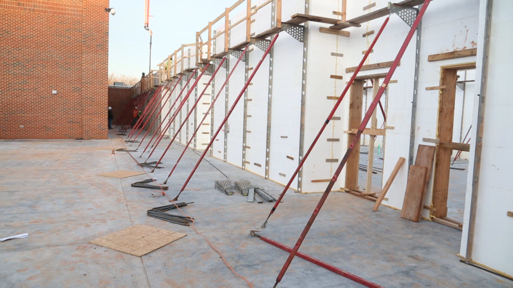 ICF bracing spaced every 8 feet