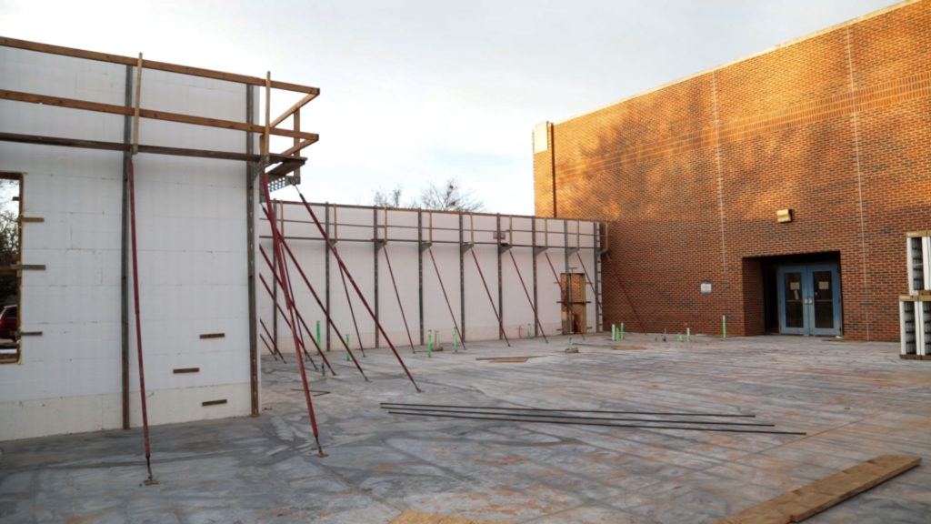 Bracing and walk boards with appropriate handrails