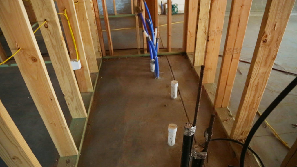 Plumbing placed inside a cavity wall