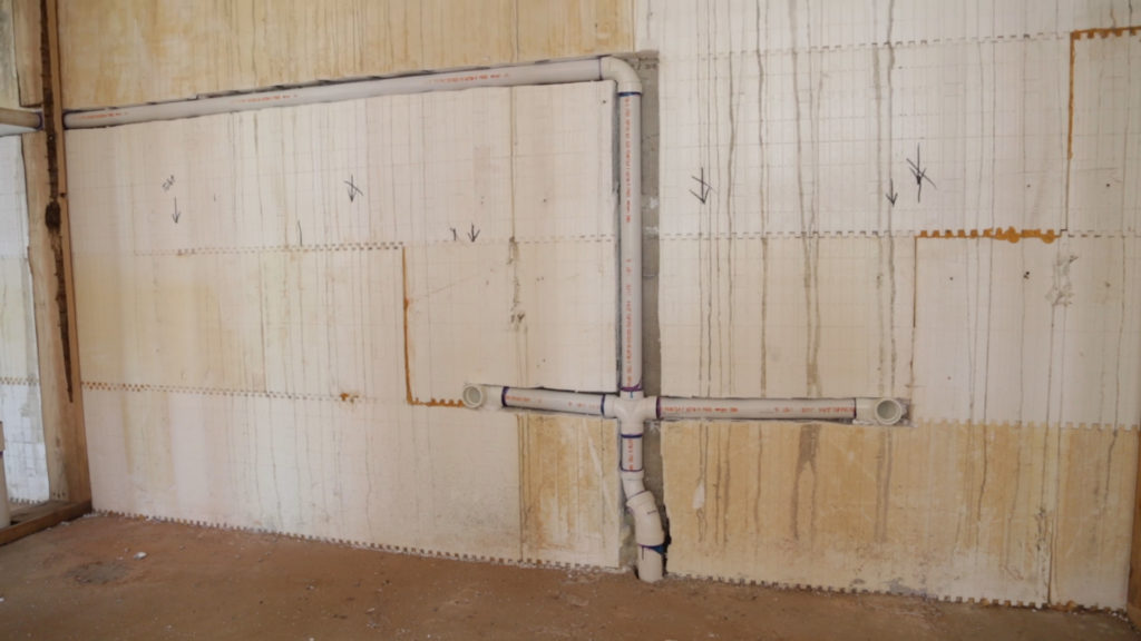 Plumbing pipes chased into ICF walls