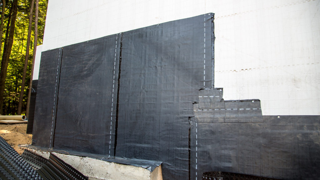 Waterproofing membrane on an ICF wall
